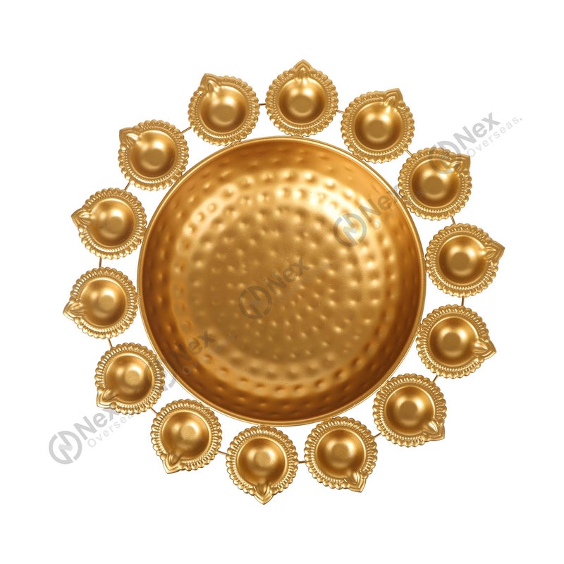 Nex Overseas Diya Shape Flower Decorative Urli Bowl for Home Handcrafted Bowl for Floating Flowers and Tea Light CandlesOffice and Table Decor Diwali Decoration 12 INCH - Image 2