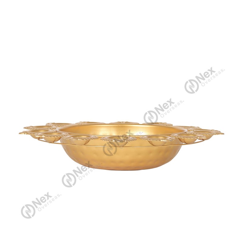 Nex Overseas Diya Shape Flower Decorative Urli Bowl for Home Handcrafted Bowl for Floating Flowers and Tea Light CandlesOffice and Table Decor Diwali Decoration 12 INCH - Image 4