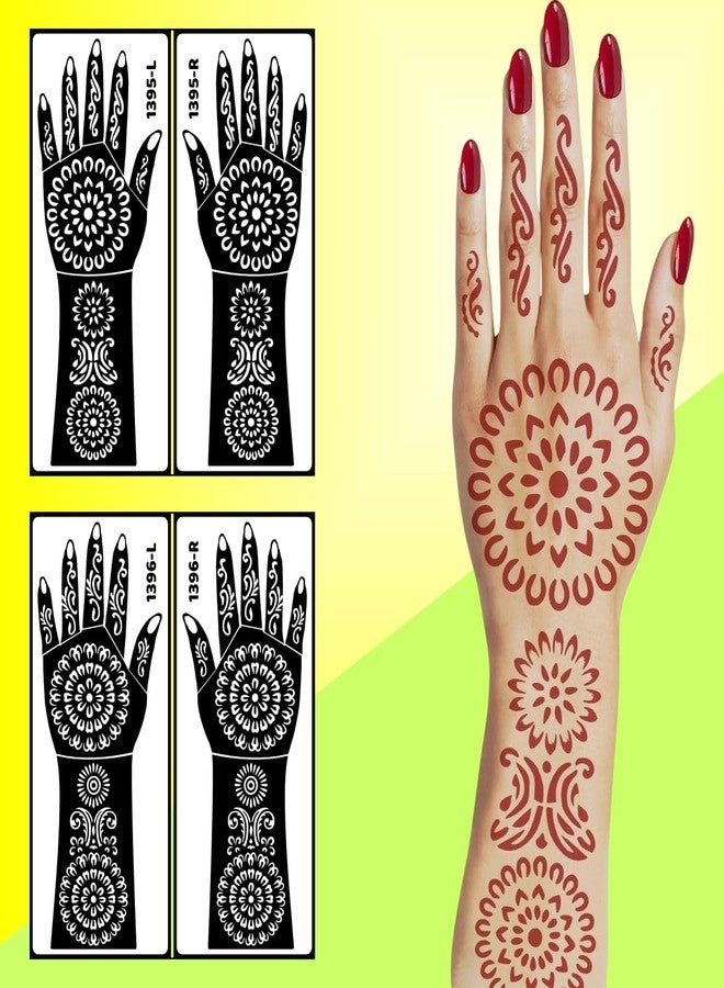 ORDERSHOCK Stylish Mehndi Hand Design Stencil Sticker Easy Peel Template For Traditional Festivals And Special Occasions - Image 3