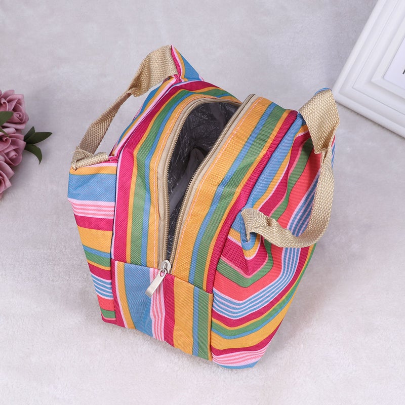2pcs Stripe Thermal Insulated Lunch Case Tote Cooler Zipper Case Bento Lunch Pouch ( Striped) - Image 5