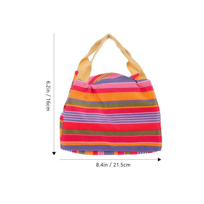 2pcs Stripe Thermal Insulated Lunch Case Tote Cooler Zipper Case Bento Lunch Pouch ( Striped) - Image 2