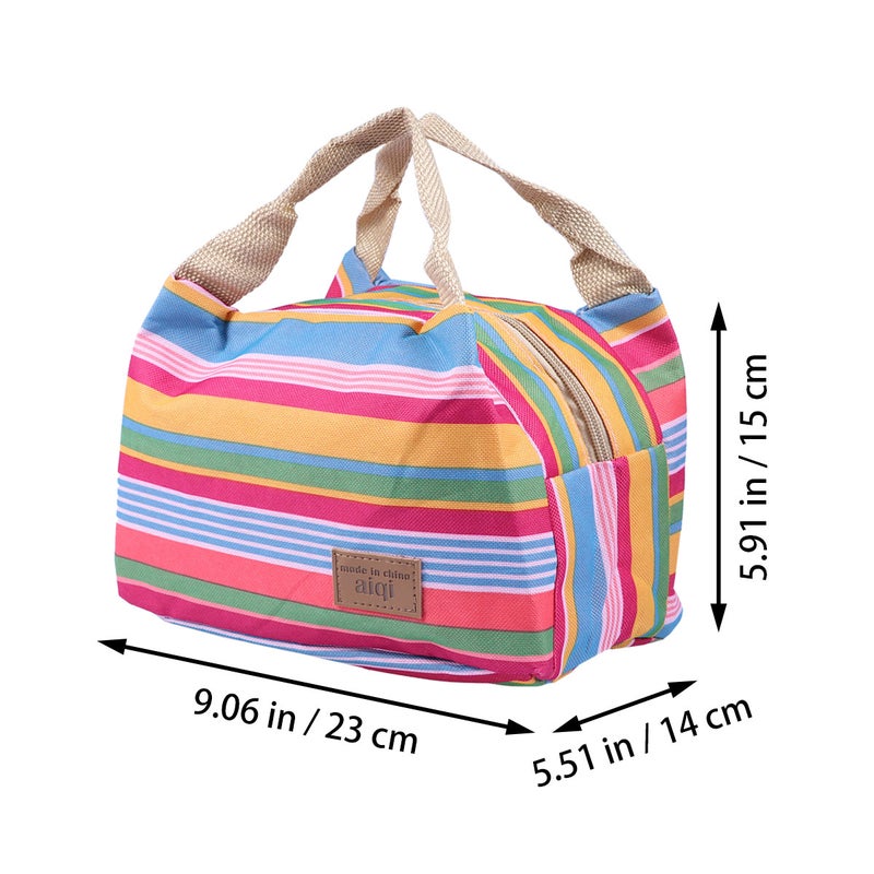 2pcs Stripe Thermal Insulated Lunch Case Tote Cooler Zipper Case Bento Lunch Pouch ( Striped) - Image 4