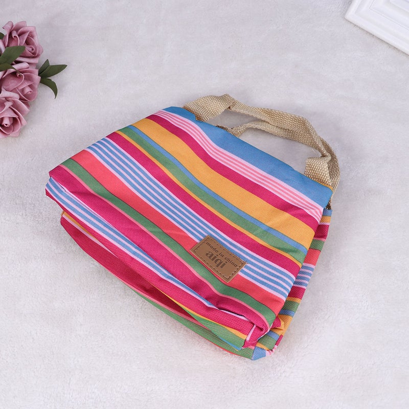 2pcs Stripe Thermal Insulated Lunch Case Tote Cooler Zipper Case Bento Lunch Pouch ( Striped) - Image 1