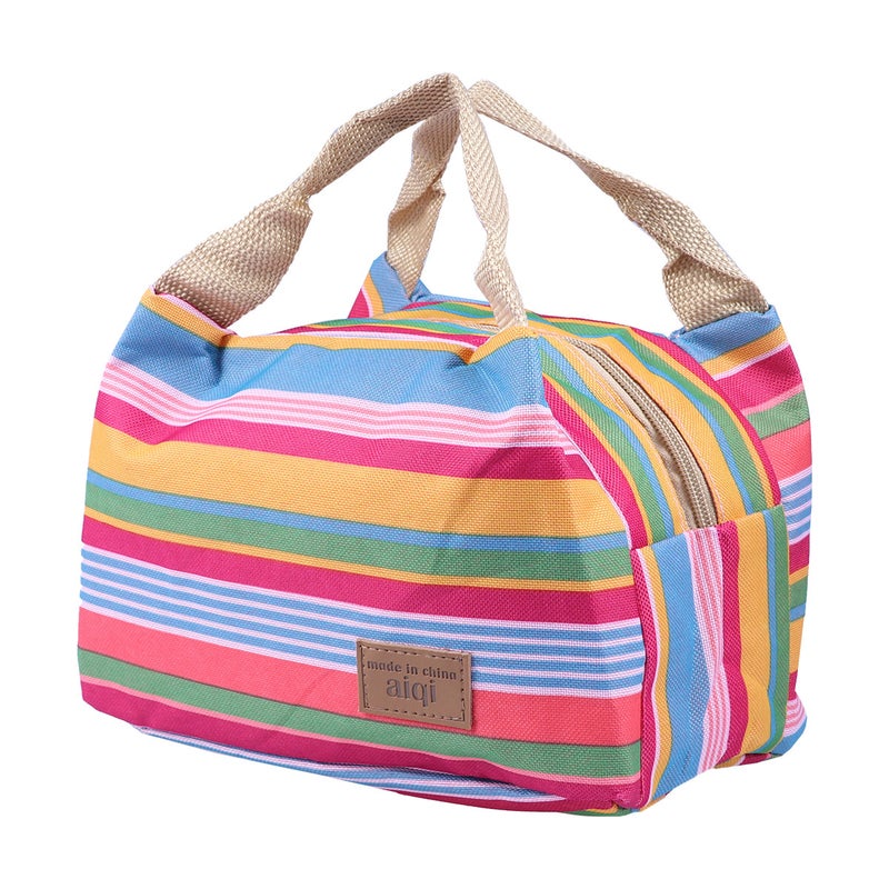 2pcs Stripe Thermal Insulated Lunch Case Tote Cooler Zipper Case Bento Lunch Pouch ( Striped) - Image 3