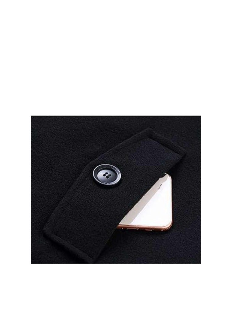 SYOSI Mens Trench, Men's Luxury Full Length Trench Coat Long Wool Overcoat Winter Windbreaker, Winter Trench Coat - Image 5