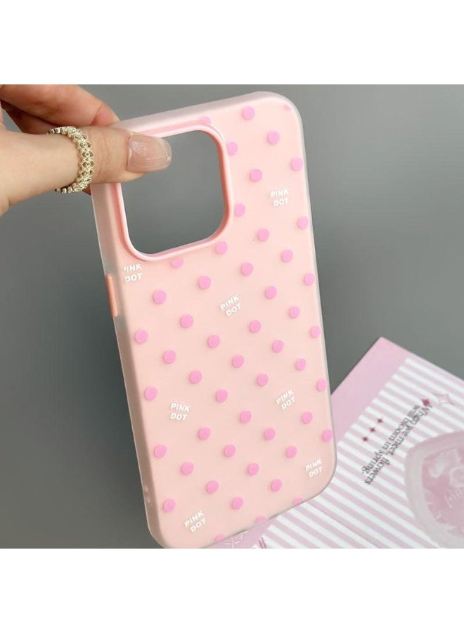 NIBEMINENT Pink Polka Dots Protective TPU Case Cover For iPhone 16 Plus, Pink