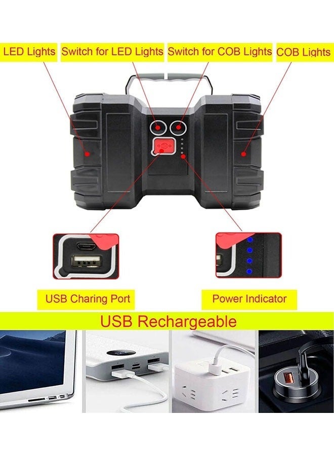 Arabest Bright Rechargeable Flashlight, Portable Handheld Spotlight Searchlight 10000mAh 800M with 3+4 LED Lights Modes, Waterproof Flashlight with USB Output Power Bank - Image 3