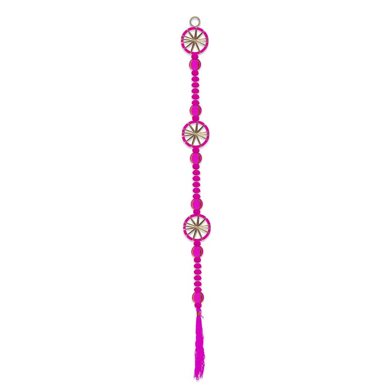 Rajasthan Kraft Rajasthan Kraft Handmade Pom Pom Beads with Gotta Patti Ring Tassels Used for Wall Decor and Door HangingHome Office Diwali Decoration Length 55 Inch Pack of 10 Colour Pink RK3480410 - Image 4
