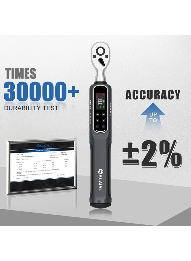 ALAIAL Digital Torque Wrench 3/8 Drive, 1.5-99.6 Ft.Lb/2-135 Nm Dual Direction Rachet Wrench with Vibration, Buzzer and LED Alert, Electronic Torque Wrench for Bike Motorcycle Car Repair - Image 2