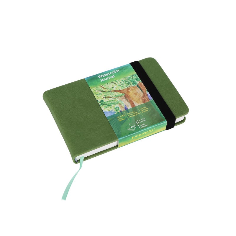 tumuarta Watercolor Journal, 3.5x5.5â€, 140 LB, 300 GSM, Cotton Paper, Cold Press, 24 Sheets, 48 Pages, Watercolor Sketchbooks for Use As Travel Notebook Mixed Media Pad On The Go - Image 1
