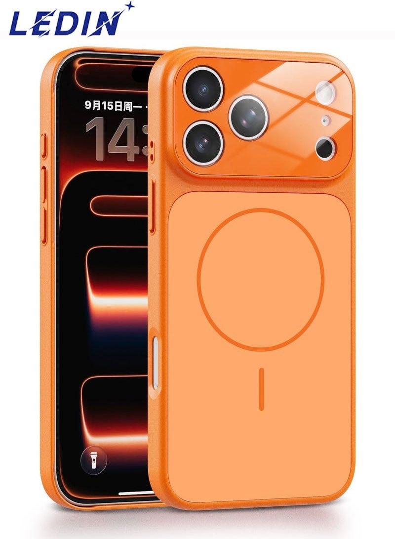 ليدين جراب زجاجي مغناطيسي فاخر لهاتف آيفون 17 برو ماكس - متوافق مع الاتصال اللاسلكي، مقاوم لبصمات الأصابع، مقاوم للصدمات والزيوت، غطاء خلفي غير لامع - Image 1