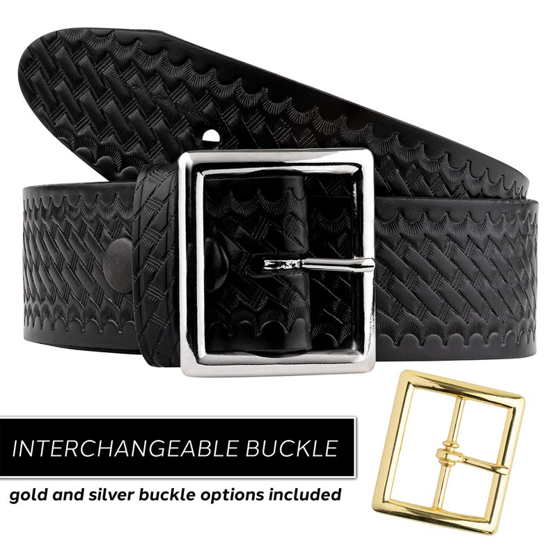 Perfect Fit Shield Wallets Perfect Fit Leather Basket Weave 1.75 Garrison Belt, Tactical First Response Police & Security, Black  - Image 3