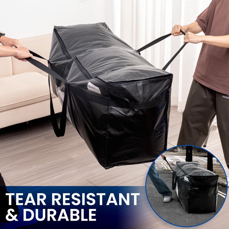 TAILI 69 Gallon Extra Large Storage Bags, XXL Black Heavy Duty Moving Bags For Storage with Visible Window, Wrap Around Handles, Totes for Space Saving, Alternative to Moving Boxes (2 Pack) - Image 5