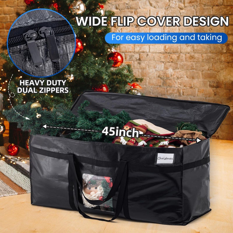 TAILI 69 Gallon Extra Large Storage Bags, XXL Black Heavy Duty Moving Bags For Storage with Visible Window, Wrap Around Handles, Totes for Space Saving, Alternative to Moving Boxes (2 Pack) - Image 3