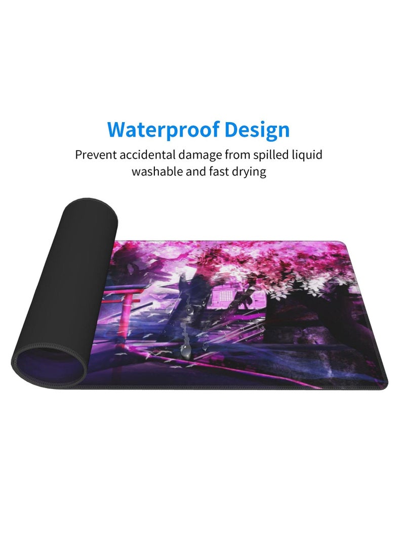 Cherry Blossom Sakura Gaming Mouse Pad, 31.5×11.8inch with Stitched Edges Extended Waterproof Desk Pads Non-Slip Rubber Base Large Keyboard Mat Computer Gaming Mousepad for Work/Office/Home - Image 3