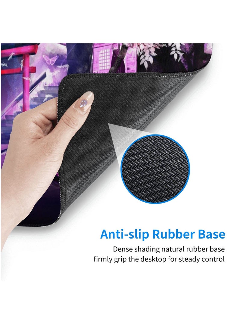 Cherry Blossom Sakura Gaming Mouse Pad, 31.5×11.8inch with Stitched Edges Extended Waterproof Desk Pads Non-Slip Rubber Base Large Keyboard Mat Computer Gaming Mousepad for Work/Office/Home - Image 5