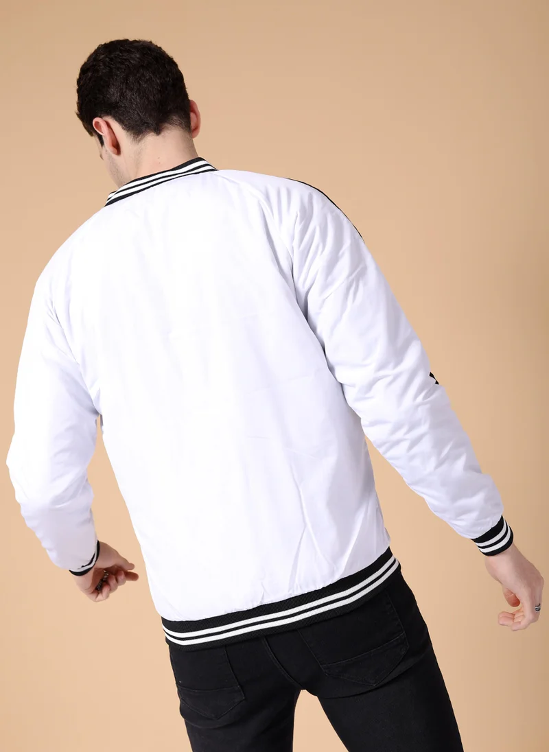 ذا انديان كراج كو Men Slim Fit Solid Bomber Jackets