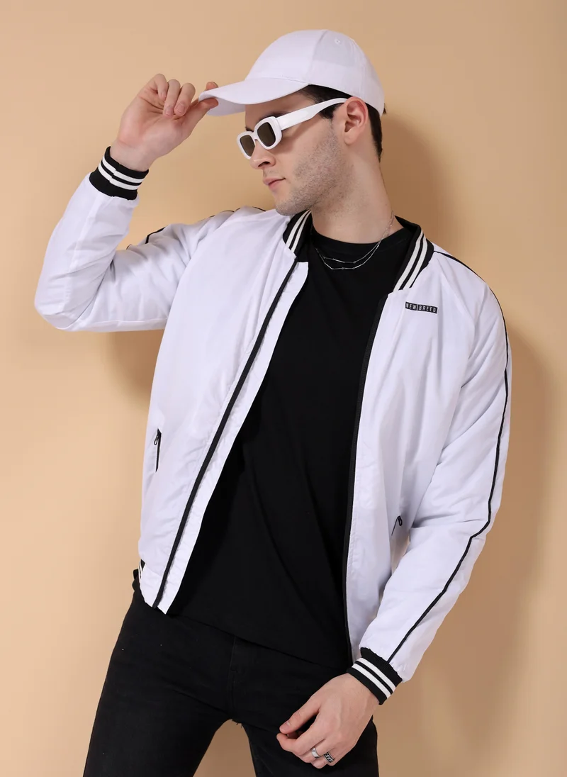 ذا انديان كراج كو Men Slim Fit Solid Bomber Jackets