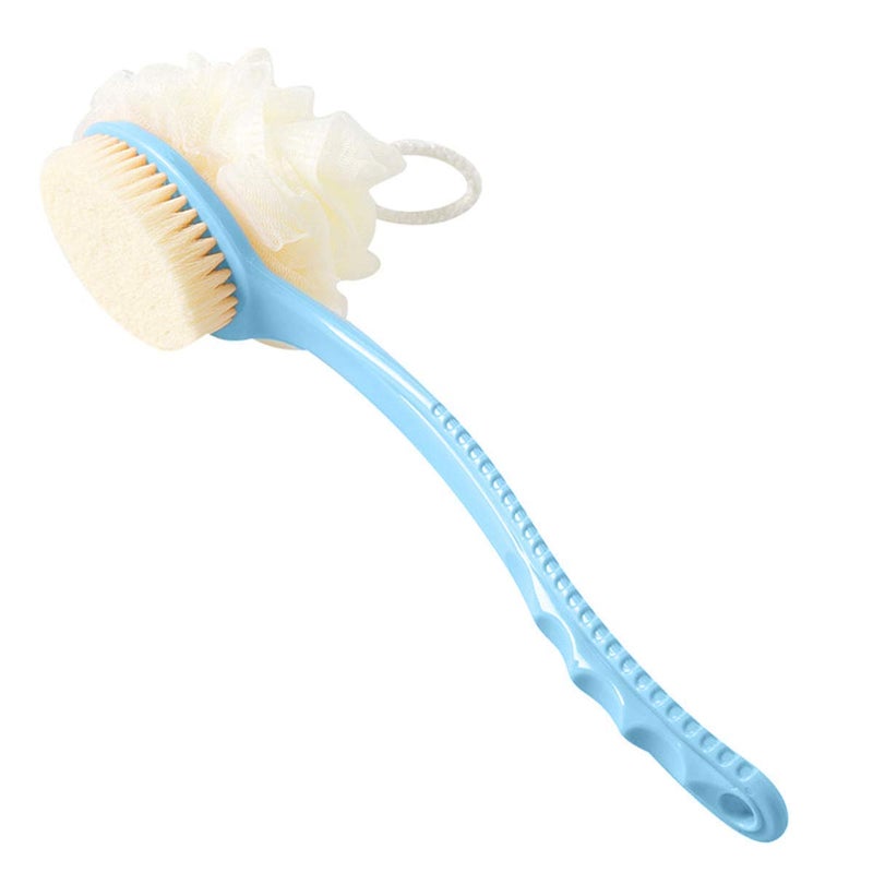 TOPHAVEN 2 IN 1 Loofah with handle Body Brush,Bath shower Brush Curved Long Handled for Skin Exfoliating Bath,Massage Bristles Suitable for Wet or Dry, Men and Women (Random Colour) - Image 1