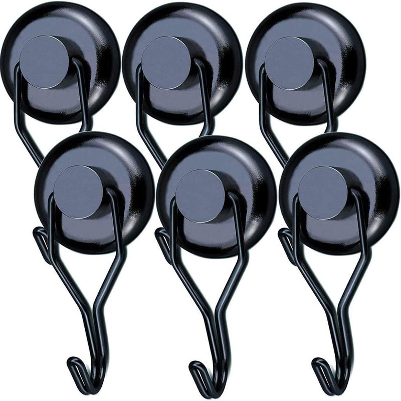 Elefama 110 LBS Magnetic Hooks Heavy Duty for Cruise Cabins Refrigerator Fridge Hanging Grill Tools Purse Magnet Hooks Strong Magnets with Hooks Black Magnetic Hook Hanger Swing for Kitchen Classroom - Image 1