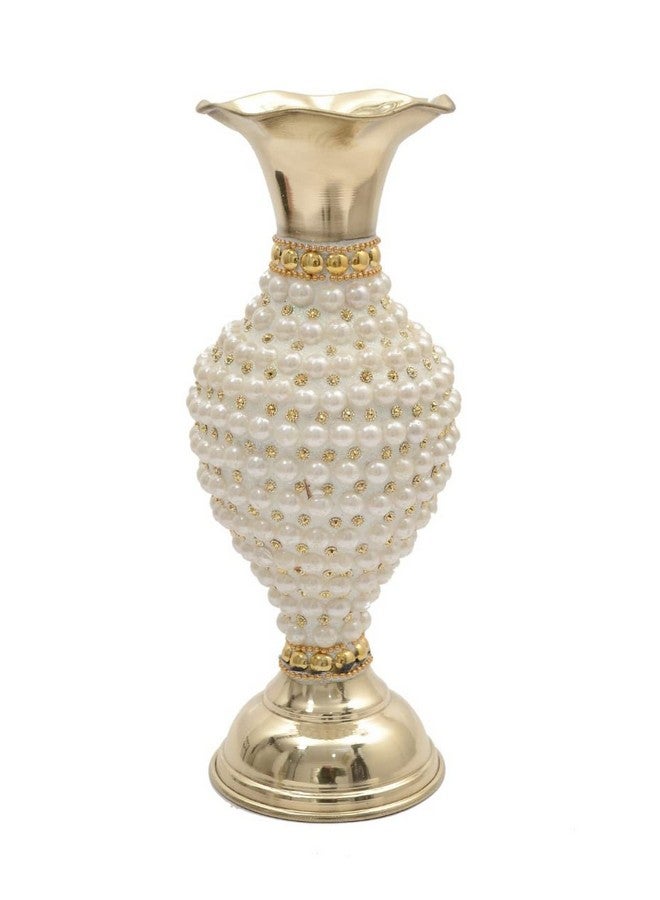 Skywalk Hand Crafted Metal Flower Vase for Home Decoration (Golden, 10 Inch)