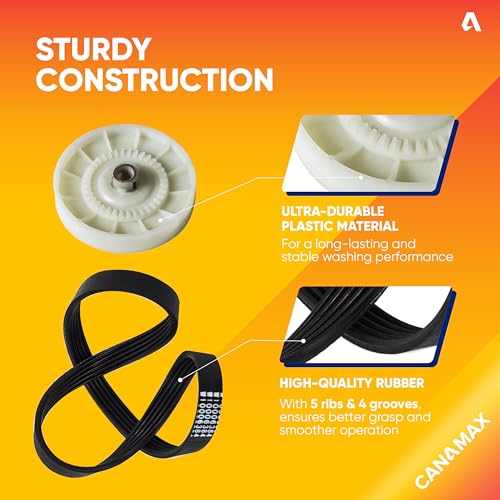 Canamax W10721967 Washer Pulley Clutch Kit & W10006384 Washer Drive Belt - Compatible with Whirlpool Kenmore Washers - Replaces AP5951296, W10006356, W10315818, PS10057144 - Image 3