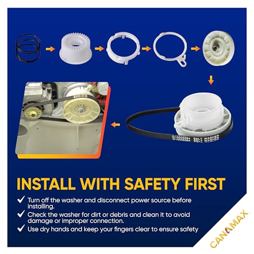 Canamax W10721967 Washer Pulley Clutch Kit & W10006384 Washer Drive Belt - Compatible with Whirlpool Kenmore Washers - Replaces AP5951296, W10006356, W10315818, PS10057144 - Image 4