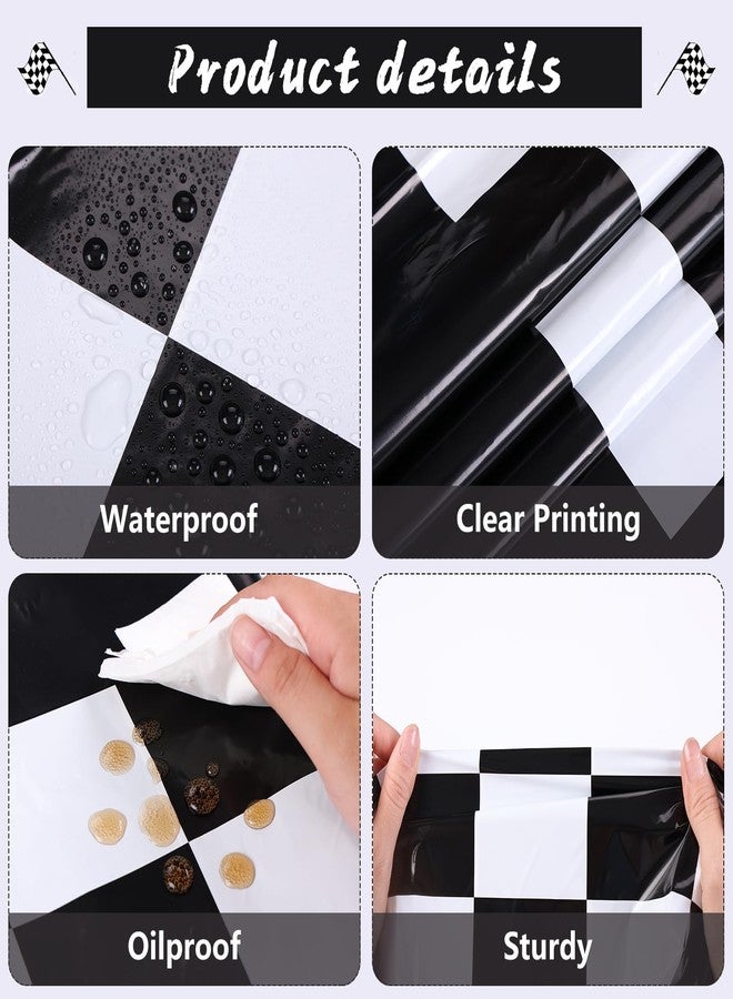 Kesfey 3 Packs Race Car Plastic Table Cloths 54 x 108 Inch Race Car Road Birthday Party Supplies Race Track Tablecloth Black Checkered Flag Table Covers Monster Jam Table Cloth for Kids Boy Car Theme - Image 4