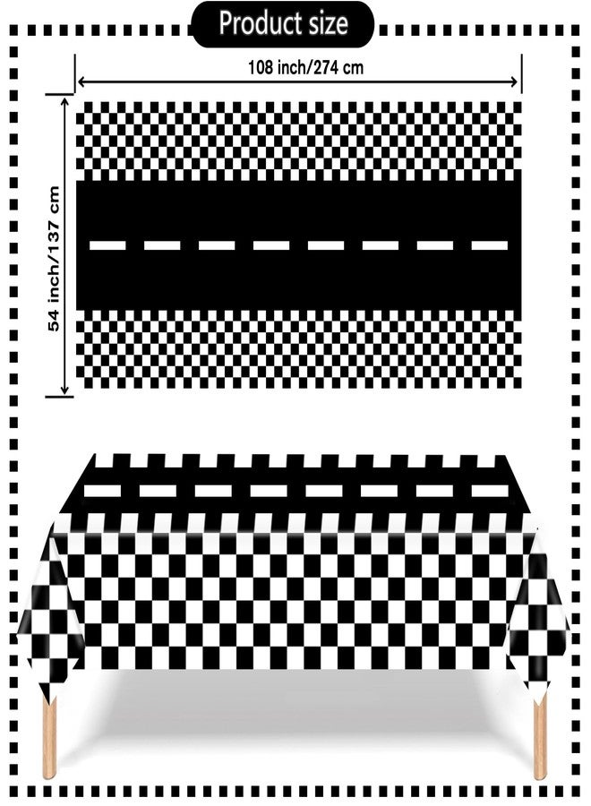 Kesfey 3 Packs Race Car Plastic Table Cloths 54 x 108 Inch Race Car Road Birthday Party Supplies Race Track Tablecloth Black Checkered Flag Table Covers Monster Jam Table Cloth for Kids Boy Car Theme - Image 2