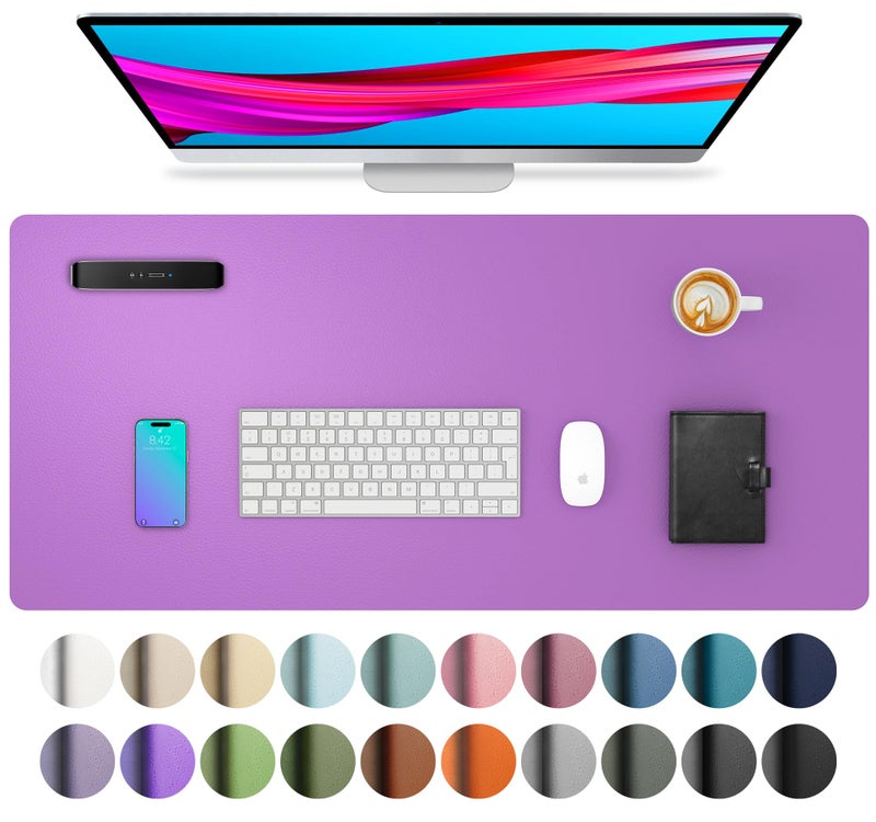 Aothia Leather Desk Pad Protector, Mouse Pad, Office Desk Mat, Non-Slip PU Leather Desk Blotter, Laptop Desk Pad, Waterproof Desk Writing Pad for Office and Home (31.5" x 15.7", Iris Violet) - Image 1
