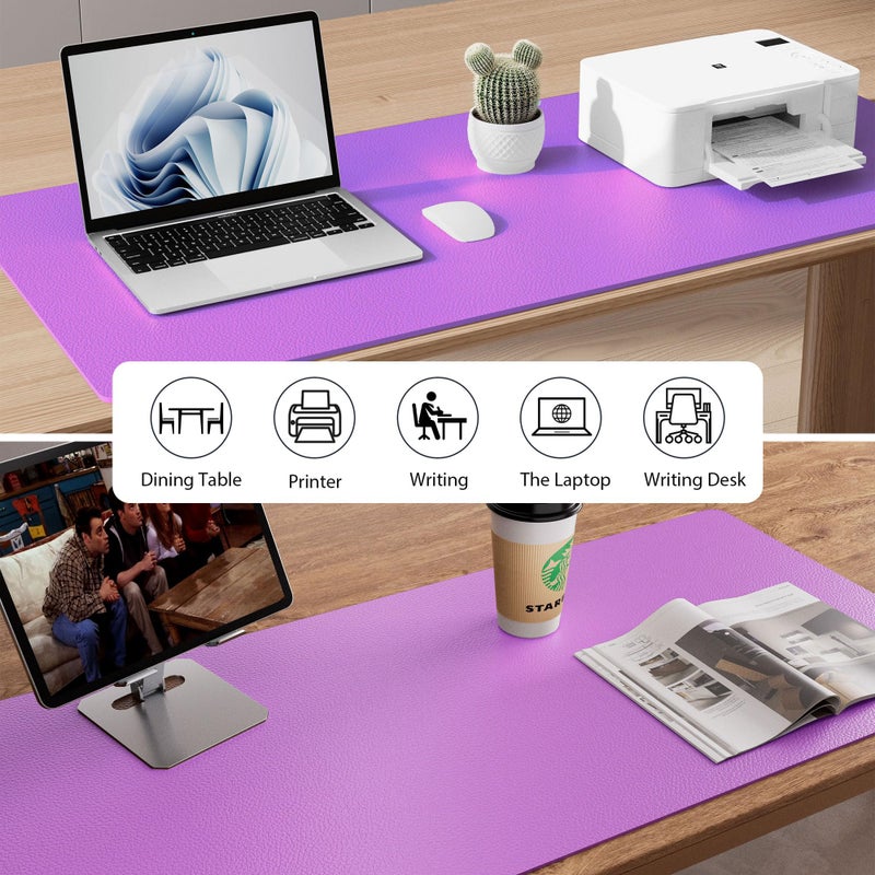 Aothia Leather Desk Pad Protector, Mouse Pad, Office Desk Mat, Non-Slip PU Leather Desk Blotter, Laptop Desk Pad, Waterproof Desk Writing Pad for Office and Home (31.5" x 15.7", Iris Violet) - Image 5