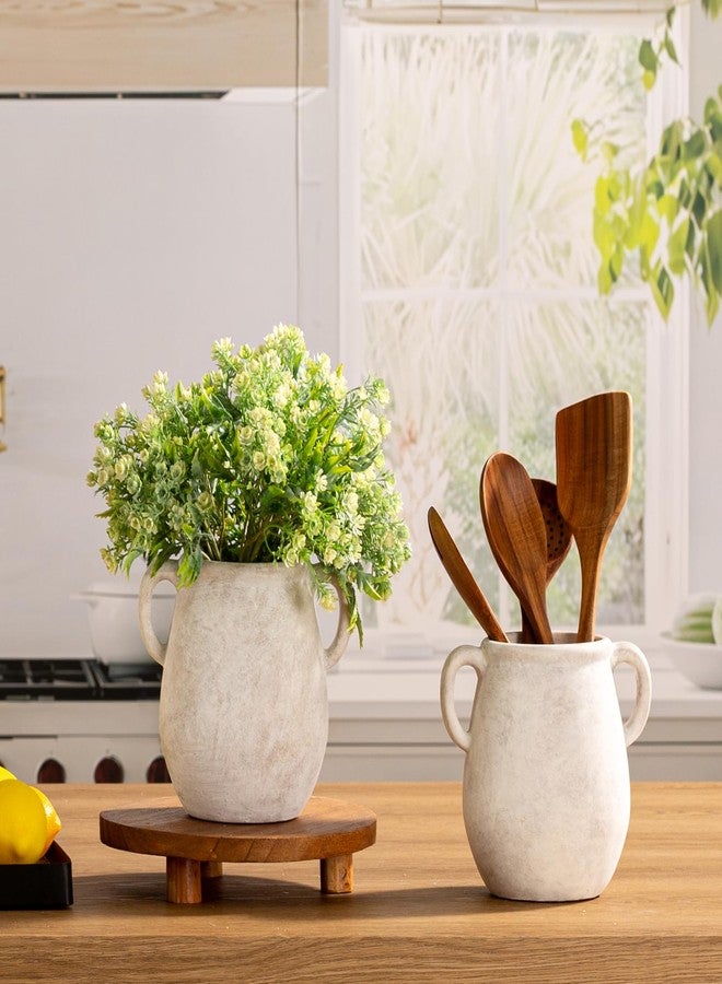 Vanselia Ceramic Flower Vase Home Decor - Table Flowers Vases Living Room Bedroom Plant Decoration Modern Farmhouse Vintage for Kitchen Shelf Office Coffee Dining Desk House Women Gift (Rustic, 7.1") - Image 3