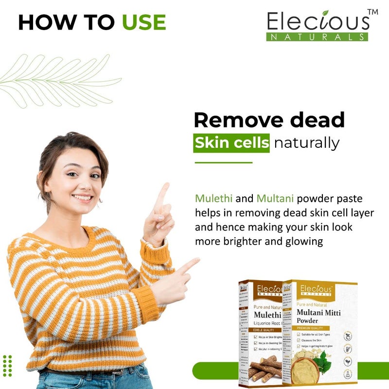 Elecious Mulethi Powder and Multani Powder Combo 200 grams 200 grams Ideal for skin neck and hands 100 Natural Preservativefree - Image 4