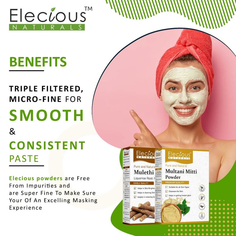 Elecious Mulethi Powder and Multani Powder Combo 200 grams 200 grams Ideal for skin neck and hands 100 Natural Preservativefree - Image 5