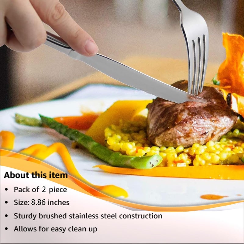 ATB Dinner Knives Set Stainless Steel Table Knife Butter Spreder 246 Pieces Mirror Polished Dinner Knife Sturdy and Dishwasher Safe Silverware Cutlery 2 Pcs - Image 5