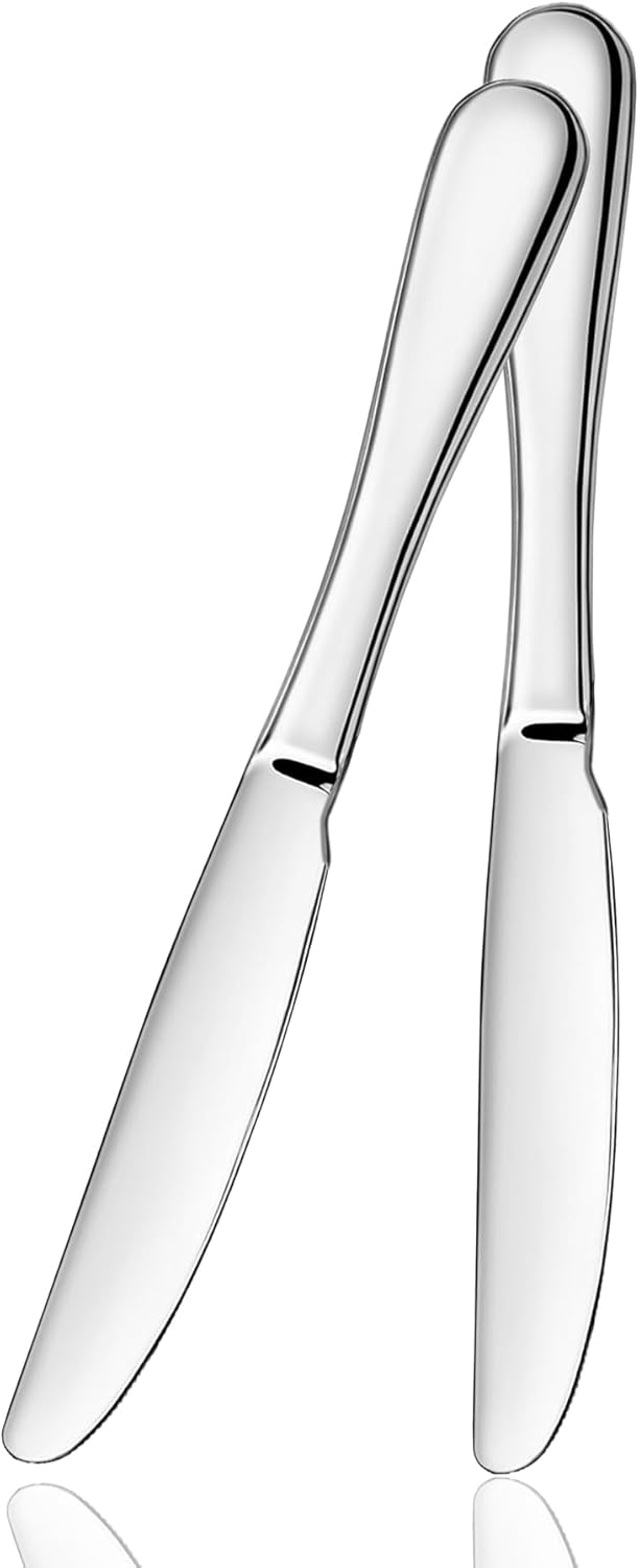 ATB Dinner Knives Set Stainless Steel Table Knife Butter Spreder 246 Pieces Mirror Polished Dinner Knife Sturdy and Dishwasher Safe Silverware Cutlery 2 Pcs - Image 1
