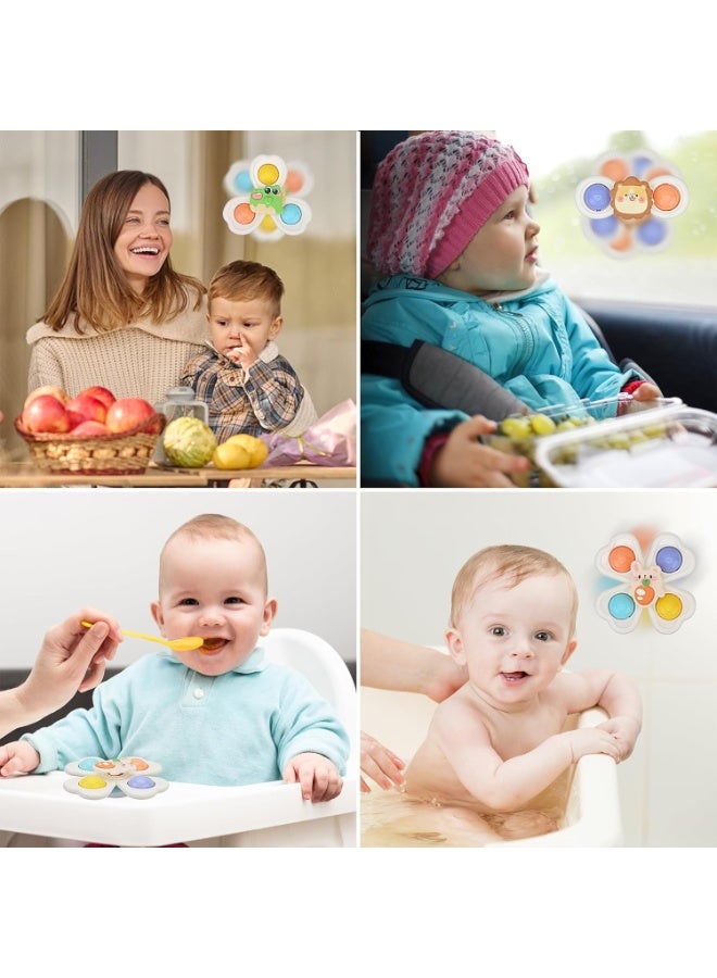 3 ألعاب دوارة بأكواب شفط، ألعاب دوارة لتخفيف الضغط، عناصر أساسية، ألعاب دوارة للأطفال من عمر 1 إلى 3 سنوات، ألعاب، ألعاب حوض الاستحمام، ألعاب حسية، ألعاب التعليم المبكر، - Image 3