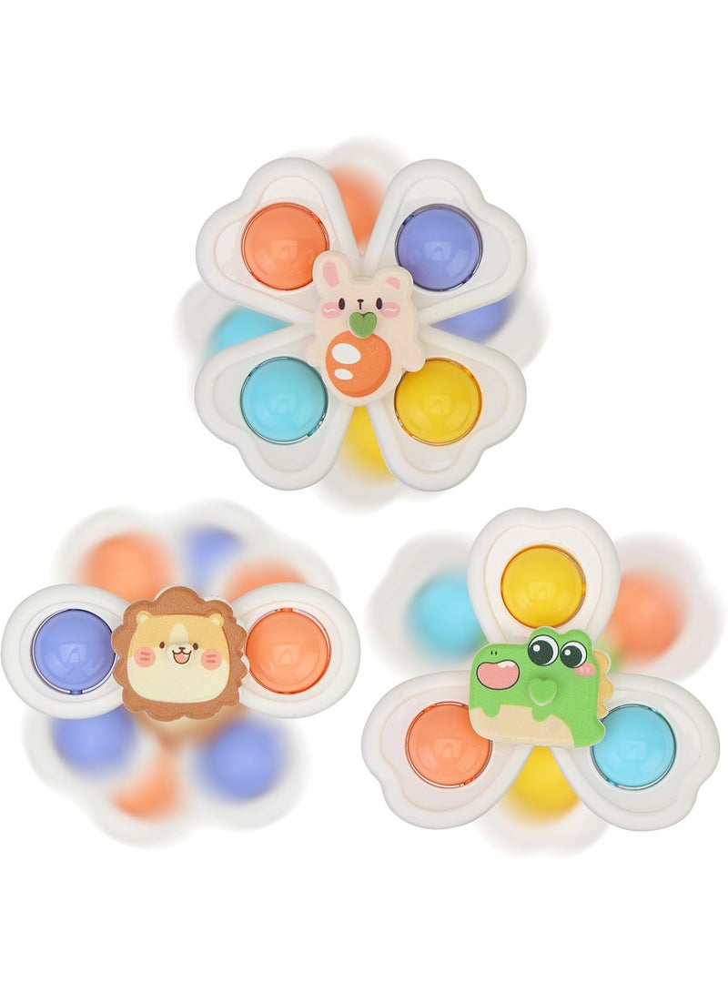 3 ألعاب دوارة بأكواب شفط، ألعاب دوارة لتخفيف الضغط، عناصر أساسية، ألعاب دوارة للأطفال من عمر 1 إلى 3 سنوات، ألعاب، ألعاب حوض الاستحمام، ألعاب حسية، ألعاب التعليم المبكر، - Image 1