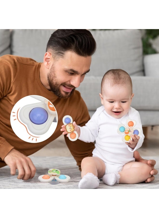 3 ألعاب دوارة بأكواب شفط، ألعاب دوارة لتخفيف الضغط، عناصر أساسية، ألعاب دوارة للأطفال من عمر 1 إلى 3 سنوات، ألعاب، ألعاب حوض الاستحمام، ألعاب حسية، ألعاب التعليم المبكر، - Image 2