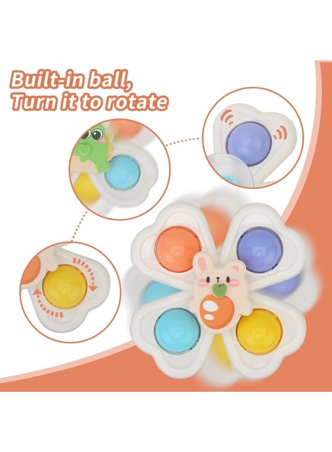 3 ألعاب دوارة بأكواب شفط، ألعاب دوارة لتخفيف الضغط، عناصر أساسية، ألعاب دوارة للأطفال من عمر 1 إلى 3 سنوات، ألعاب، ألعاب حوض الاستحمام، ألعاب حسية، ألعاب التعليم المبكر، - Image 4