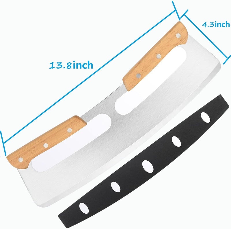 ARJEX Pizza Cutter Rocker with Wooden Handles Protective Cover by Zocy 14 Sharp Stainless Steel Pizza Slicer Wheel Big Pizza Knife Cutters for Kitchen Tool 14inch - Image 2