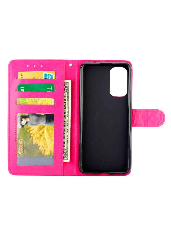 اس-توب جراب لهاتف OPPO Reno5 5G جراب واقٍ من الجلد بتصميم Crazy Horse مع حامل وفتحات للبطاقات ومحفظة وإطار للصور - Image 3