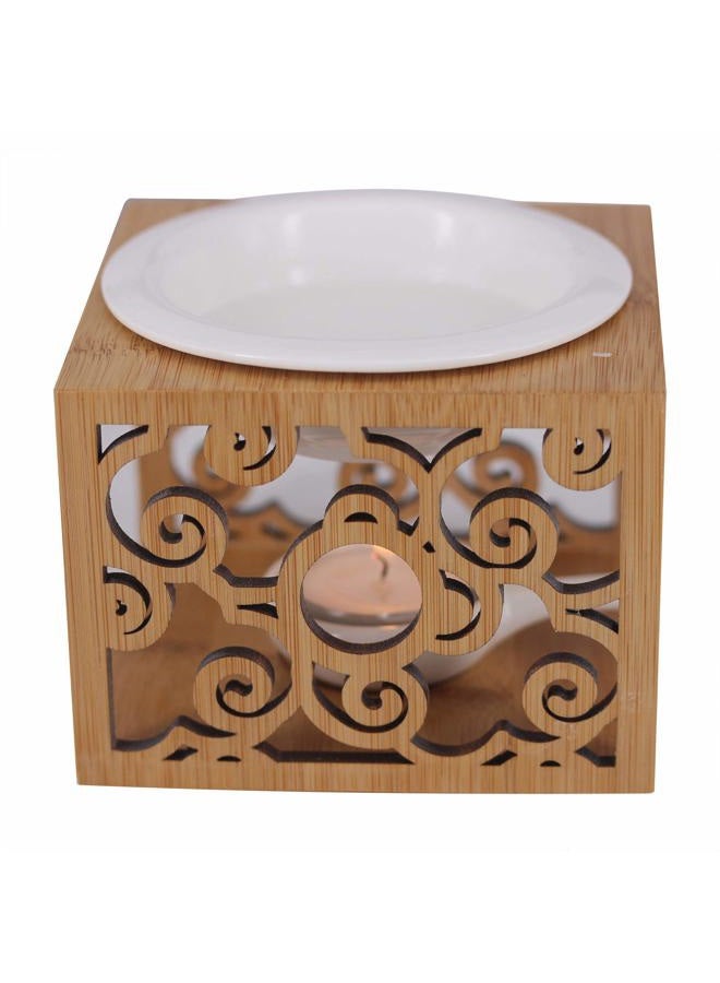 Singeek Ceramic Essential Oil Burner Diffuser,Hollowing Floral Tea Light Holder Aromatherapy Oil Warmer, Holiday Home Decoration Valentine (Auspicious Cloud) - Image 4