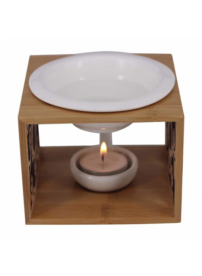 Singeek Ceramic Essential Oil Burner Diffuser,Hollowing Floral Tea Light Holder Aromatherapy Oil Warmer, Holiday Home Decoration Valentine (Auspicious Cloud) - Image 3