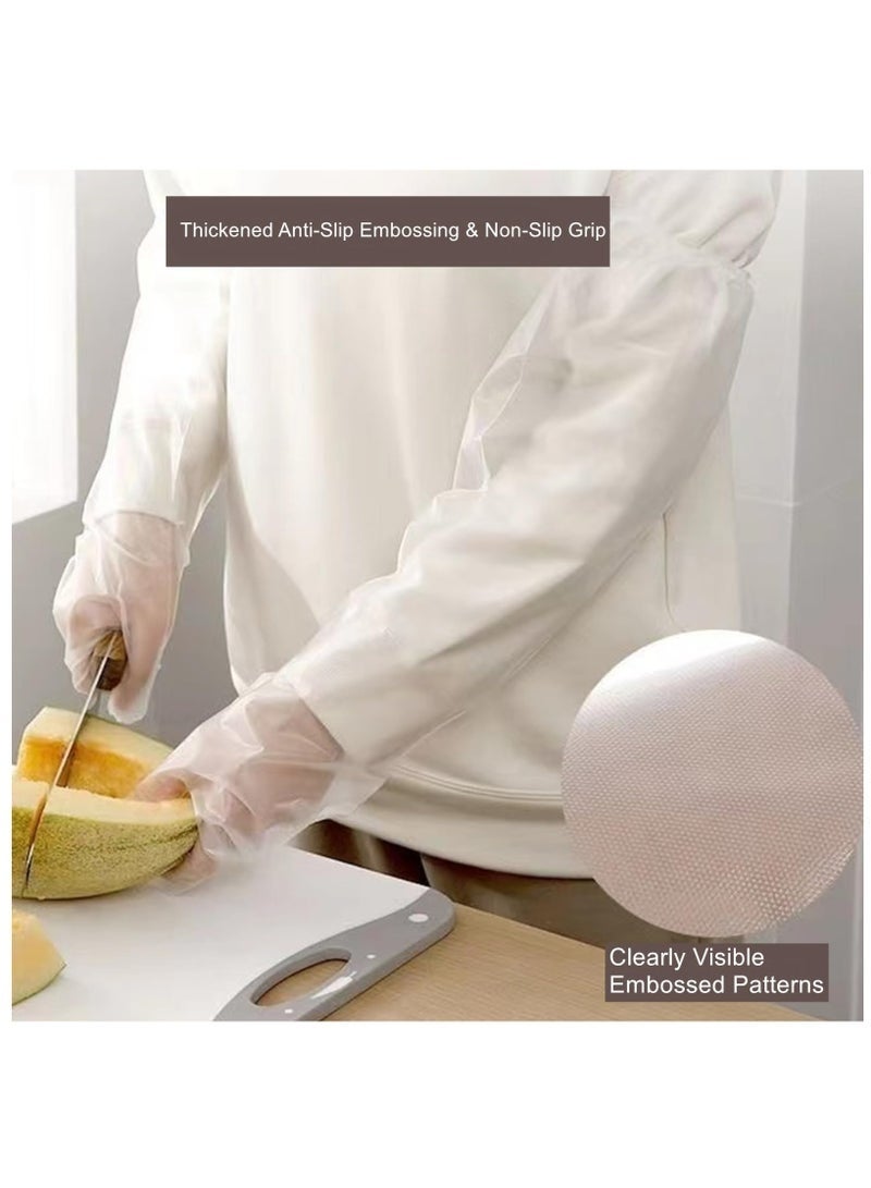 SHAOZHEN Disposable Long Gloves 60cm - 60 Pieces Waterproof CPE Gloves, Cleaning Gloves for Kitchen Dishwashing Food Vegetable Washing - Image 3