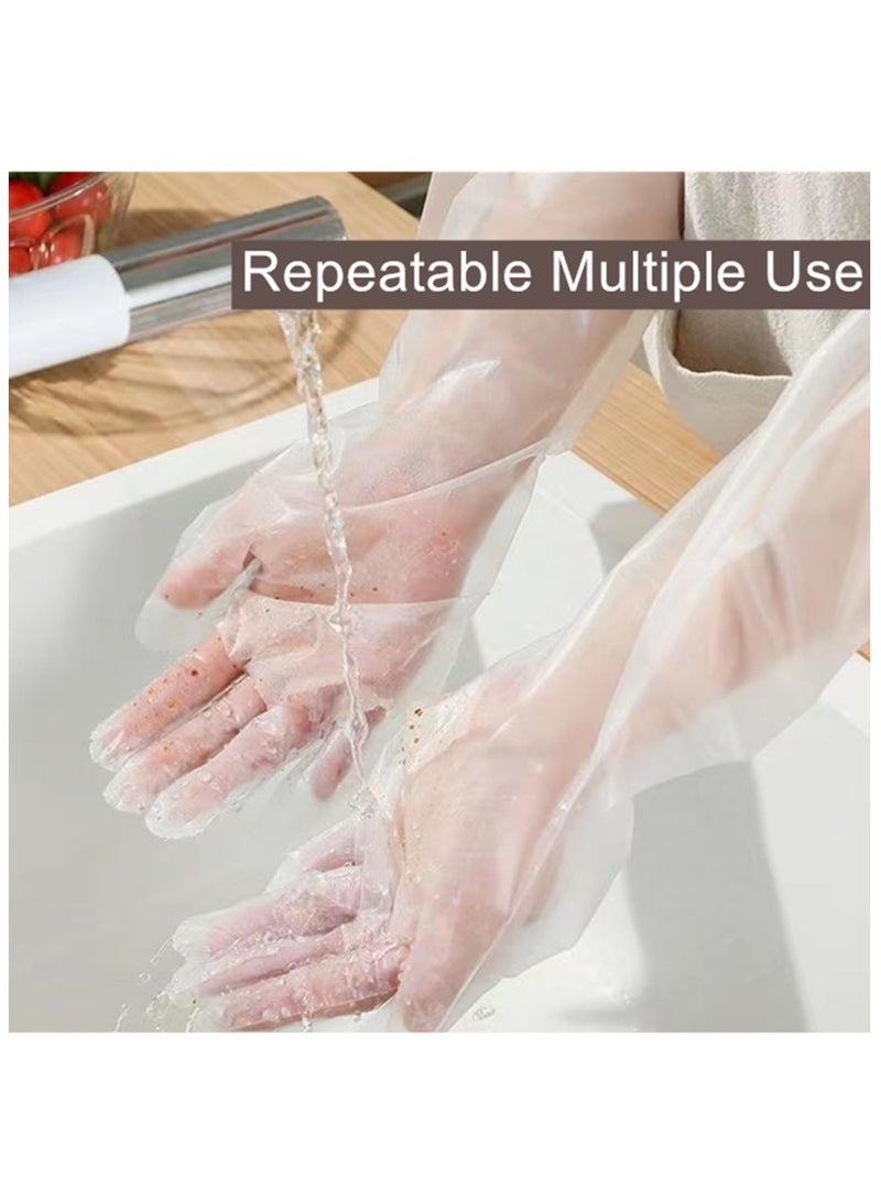 SHAOZHEN Disposable Long Gloves 60cm - 60 Pieces Waterproof CPE Gloves, Cleaning Gloves for Kitchen Dishwashing Food Vegetable Washing - Image 4