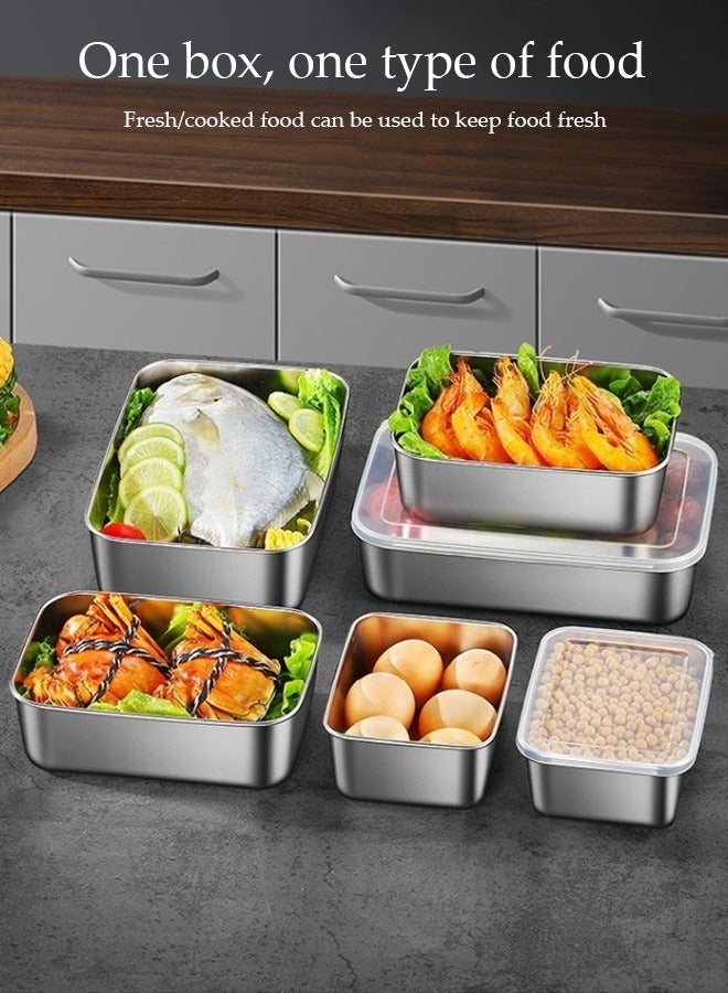 DUNISO Three-Piece Stainless Steel Fresh-Keeping Box, Rectangular Tray With Lid, Reusable Food-Grade Tray, For Storing Food, Baking, Grilling Marinades, Cold Dishes, Steaming Dishes, Making Tiramisu, Etc. (Large Size) - Image 3