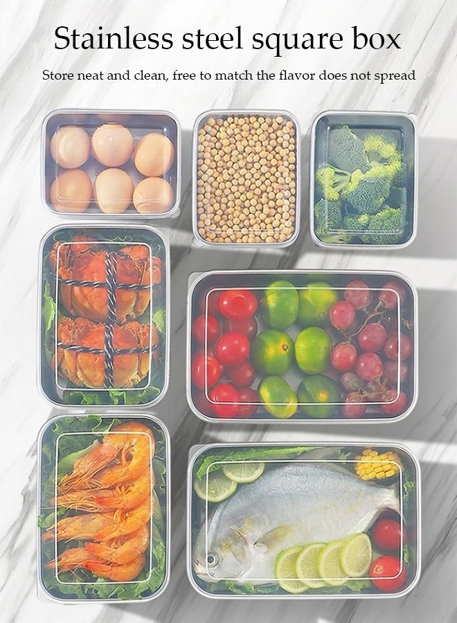 DUNISO Three-Piece Stainless Steel Fresh-Keeping Box, Rectangular Tray With Lid, Reusable Food-Grade Tray, For Storing Food, Baking, Grilling Marinades, Cold Dishes, Steaming Dishes, Making Tiramisu, Etc. (Large Size) - Image 4