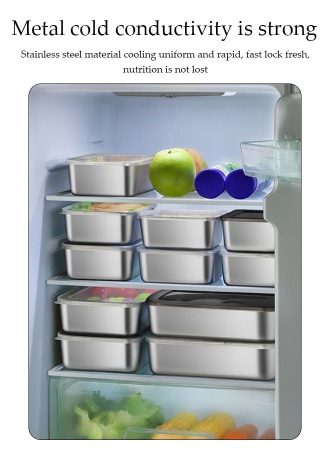 DUNISO Three-Piece Stainless Steel Fresh-Keeping Box, Rectangular Tray With Lid, Reusable Food-Grade Tray, For Storing Food, Baking, Grilling Marinades, Cold Dishes, Steaming Dishes, Making Tiramisu, Etc. (Large Size) - Image 5