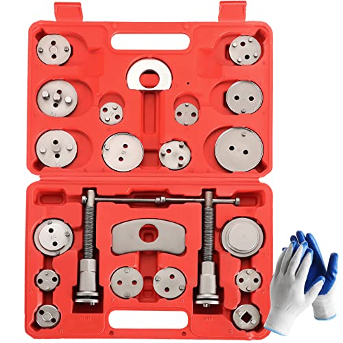 Acymner 24PCS Disc Brake Caliper Tool Kit | Heavy Duty Disc Brake Piston Caliper Compressor Rewind Tool Set for Brake Pad Replacement Reset, Fits Most American European Japanese Autos (Red) - Image 1